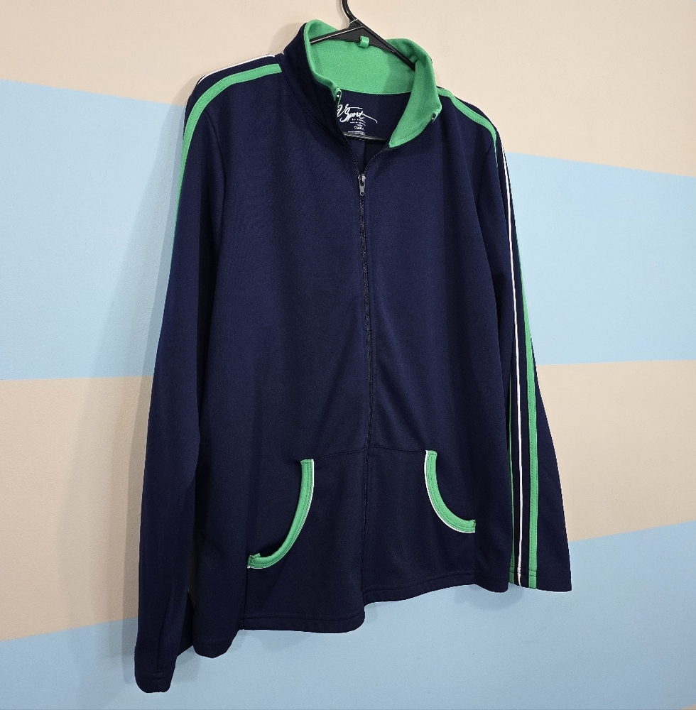 Venezia Women's Athletic Jacket in Navy and Green - Picture 3 of 6